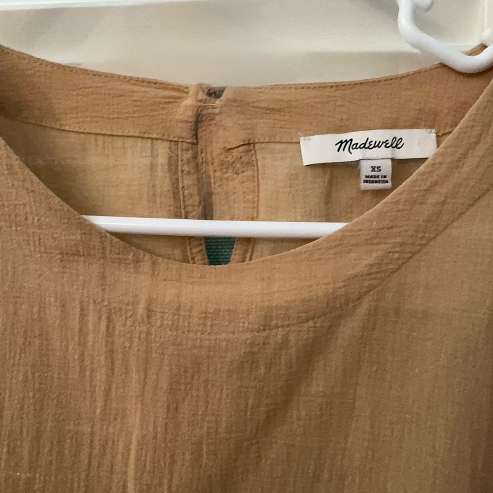 Madewell Tan Short Sleeve Top with Drawstring - Picture 2 of 2